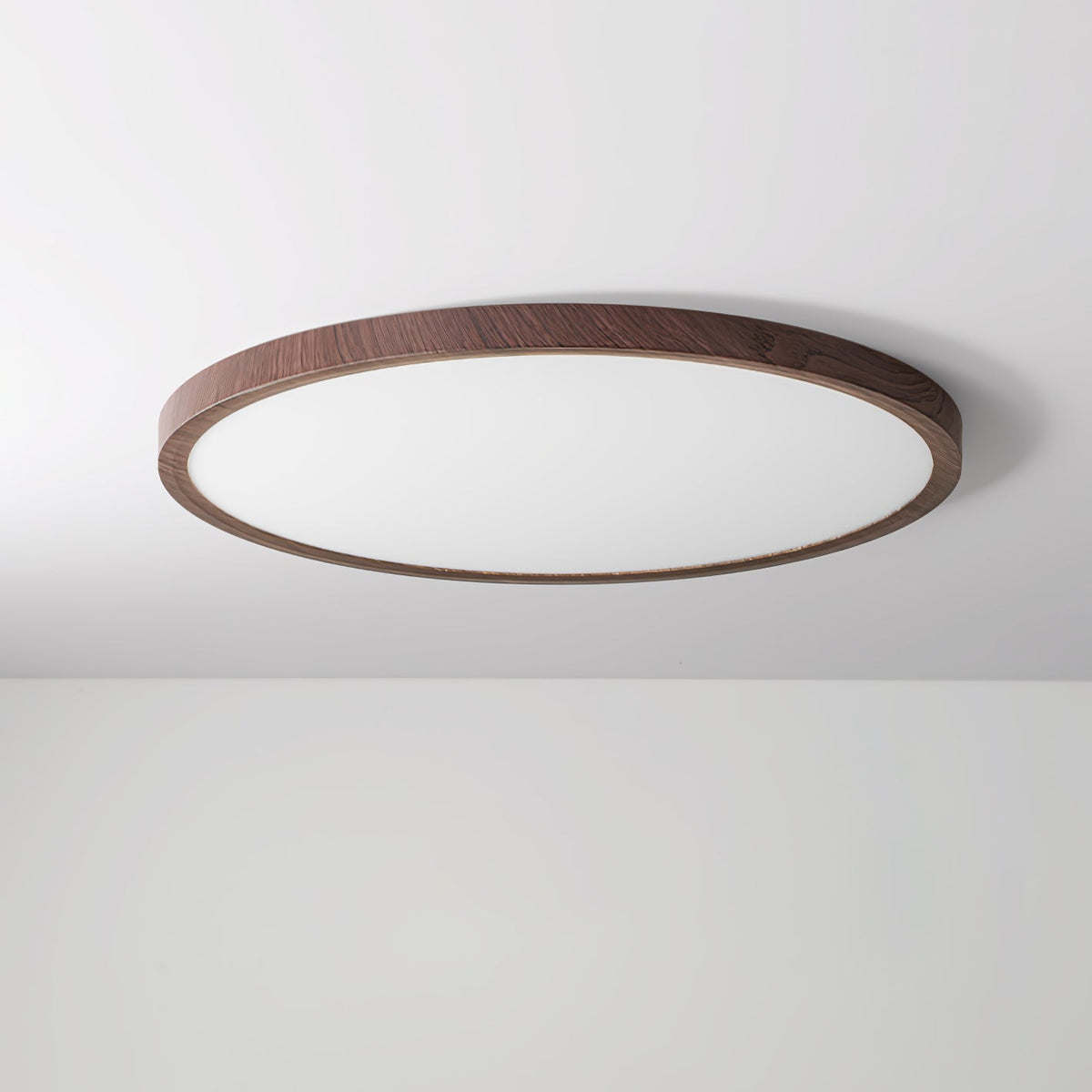 Slimline Flush-Mount LED Overhead Fixture – Faux Wood Grain Acrylic Panel – 12-20 in Diameter | Thomler