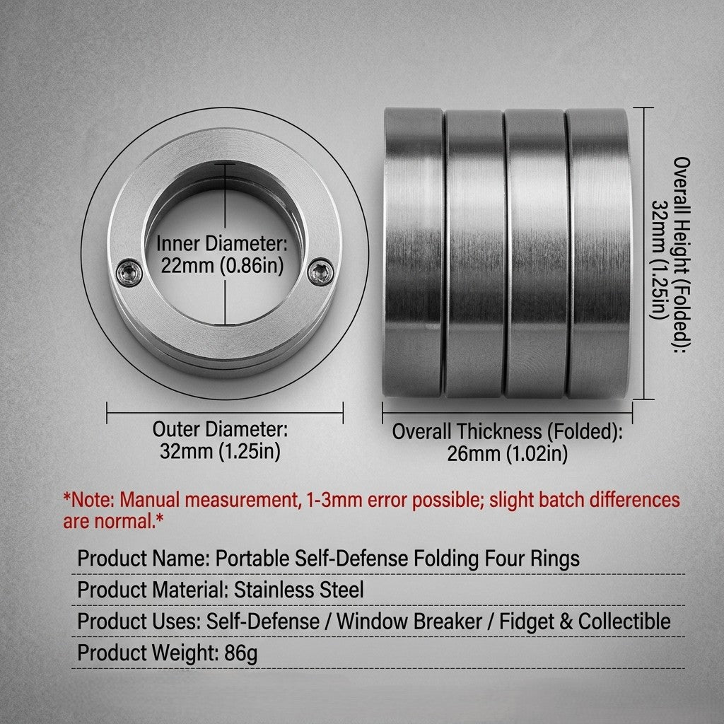 Tactical Emergency Ring Self Defense Tool Silver Metal Finger Guard Discreet Protection Everyday Carry Compact Security Ring for Women Men | Thomler
