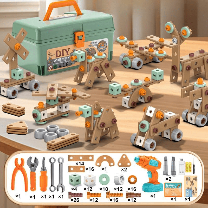 Toy Tool Set ABS Plastic 198 Piece Creative Building Role Play Motor Skills Construction Kit Rechargeable Educational Toy | Thomler