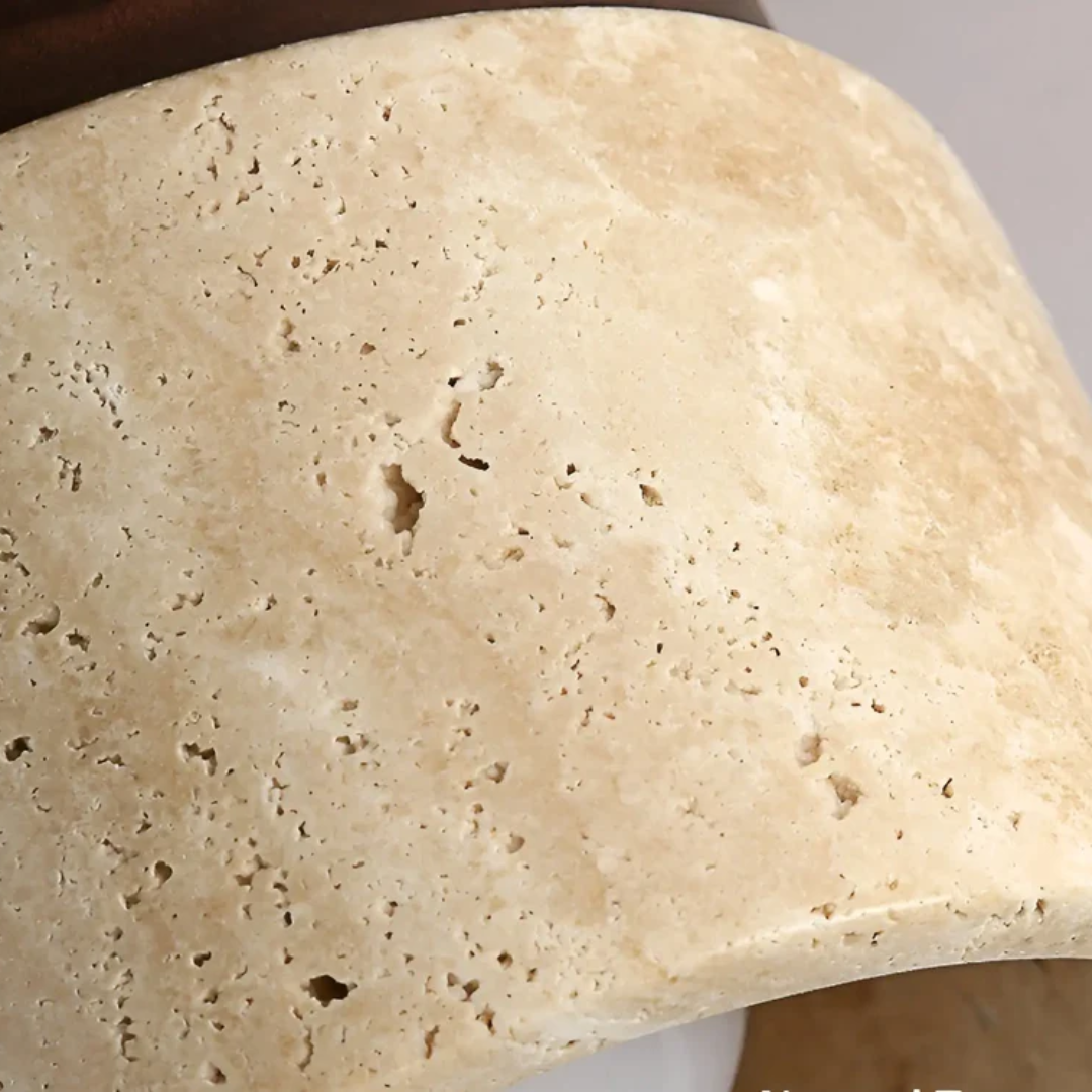 Flush Mount Ceiling Light with Natural Stone & Wood Finish – Japanese Minimalist Design for Bedroom Living Room Entryway | Thomler