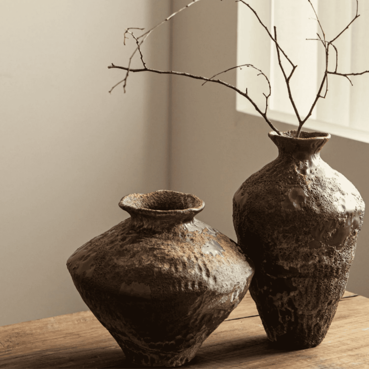 Handcrafted Stoneware Display Vase with Textured Matte Glaze for Living Room & Entryway Decor | Thomler