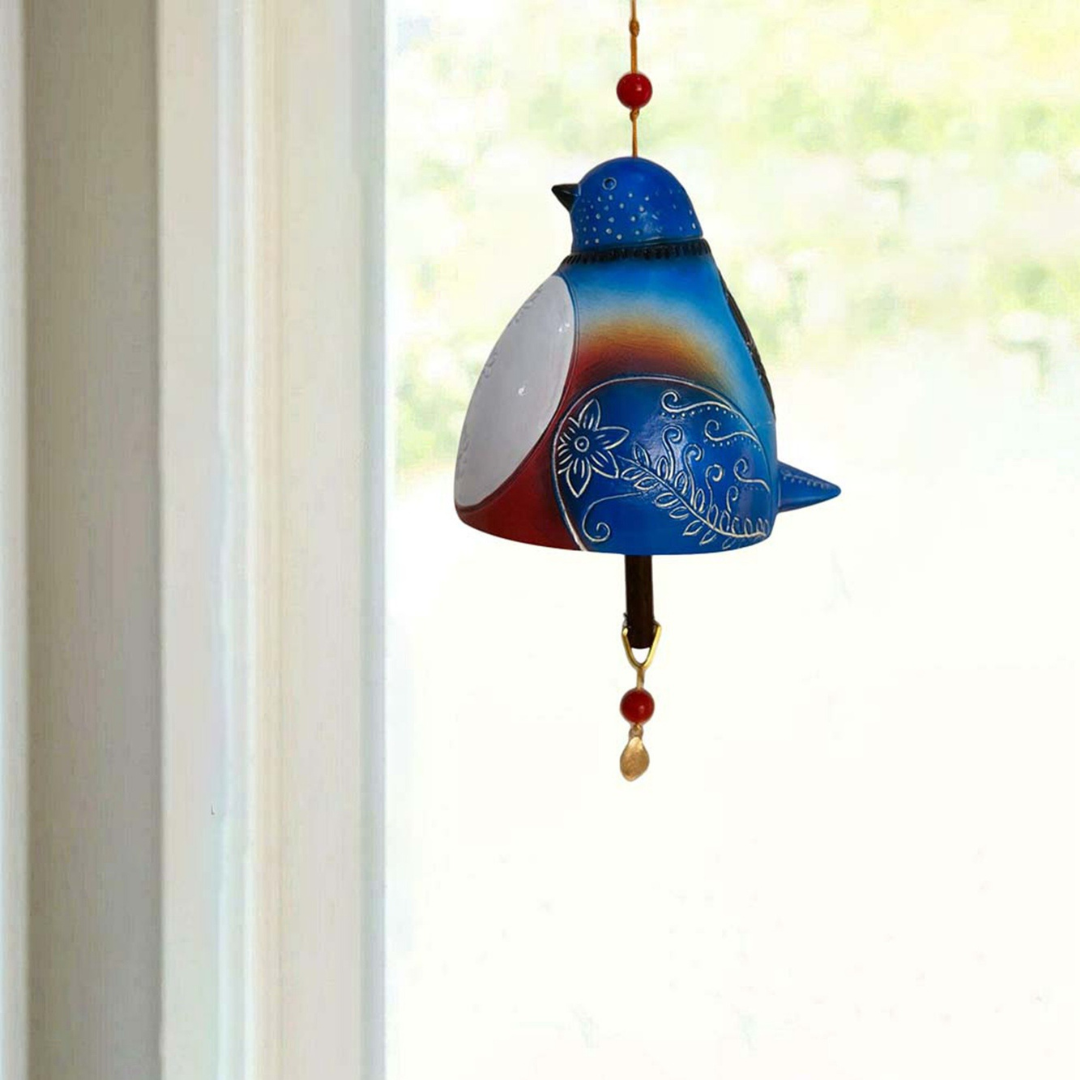Hand-Painted Resin Bell Wind Chime – Colorful Garden Bird Accent for Yard, Patio & Porch | Thomler