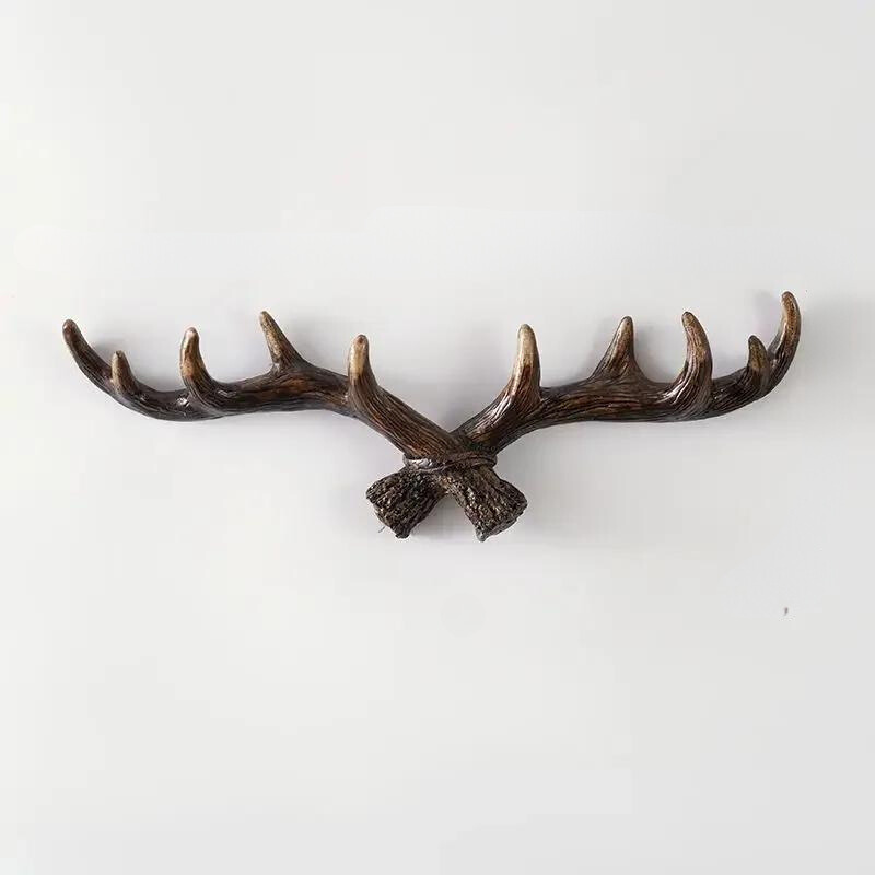 Wall Coat Rack Resin Antler Design 48.0 cm Rustic Hallway Storage Hook Decorative Hat Bag Organiser Entryway Accent | Thomler