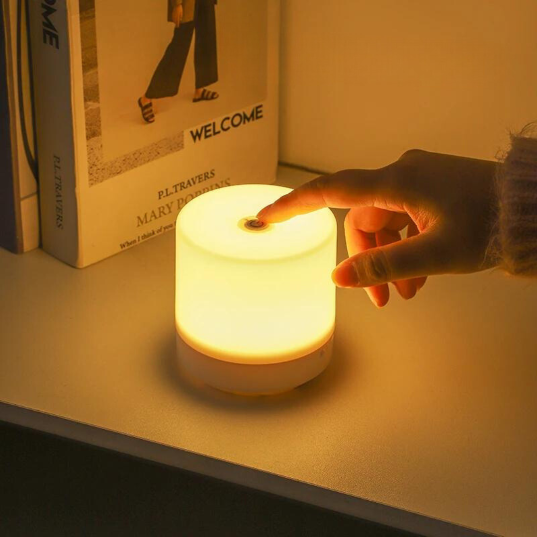Table Lamp ABS 8.5 cm White USB Dimmable Bedroom Bedside Touch Night Light | Thomler