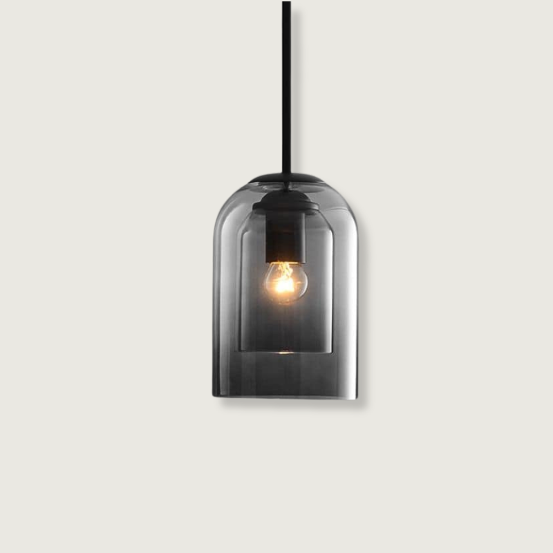 Pendant Light Double Glass E27 22.0 cm Black Dining Room Kitchen Island Hanging Ceiling Lamp Adjustable Cord | Thomler