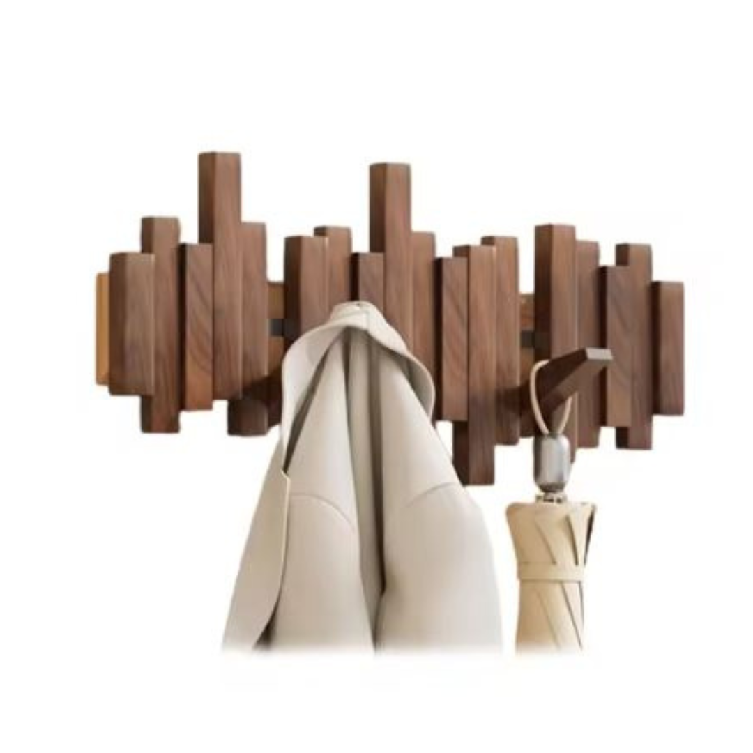 Beechwood Wall-Mount Coat Rack with Flip-Down Hooks for Entryway & Hallway Organization | Thomler