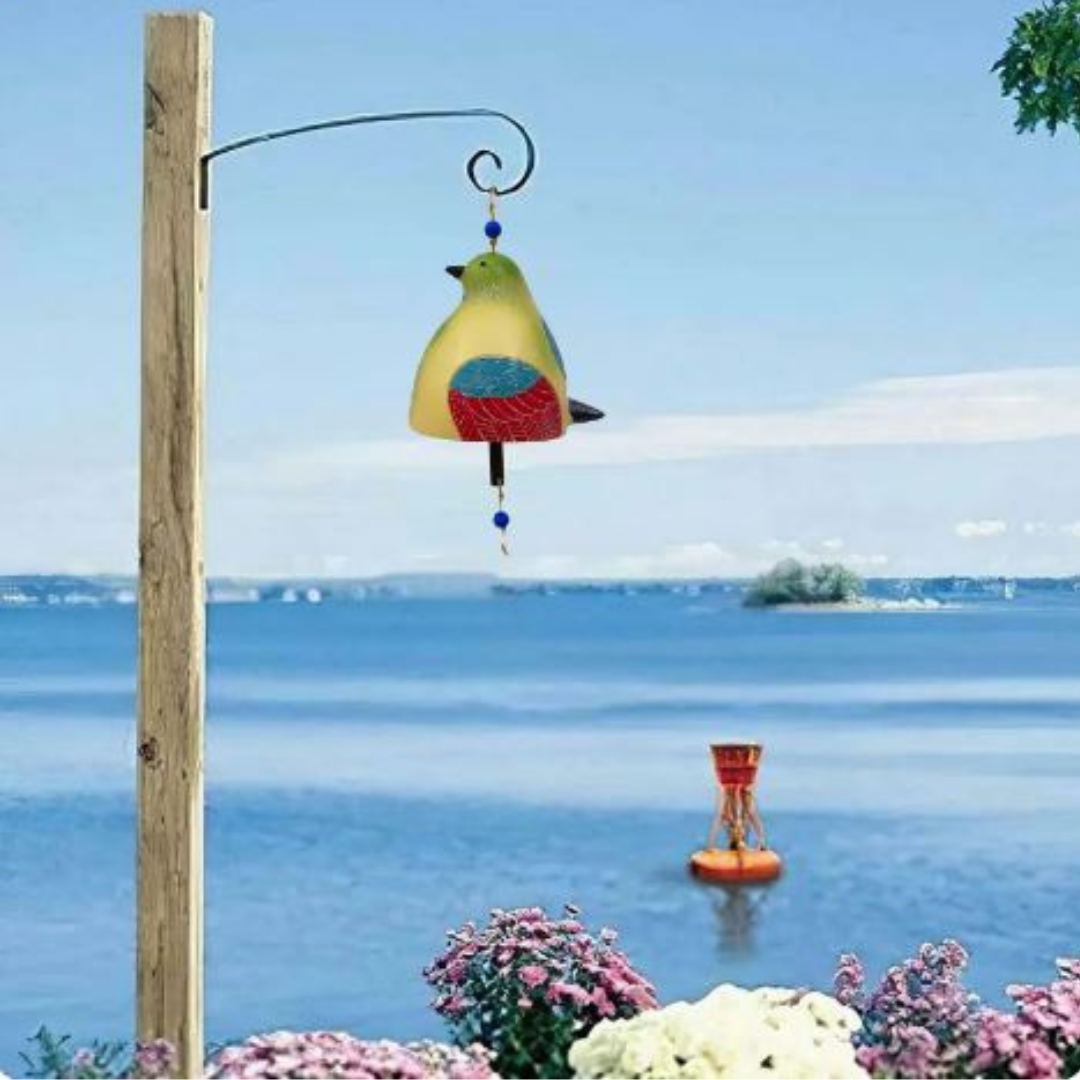 Hand-Painted Resin Bell Wind Chime – Colorful Garden Bird Accent for Yard, Patio & Porch | Thomler
