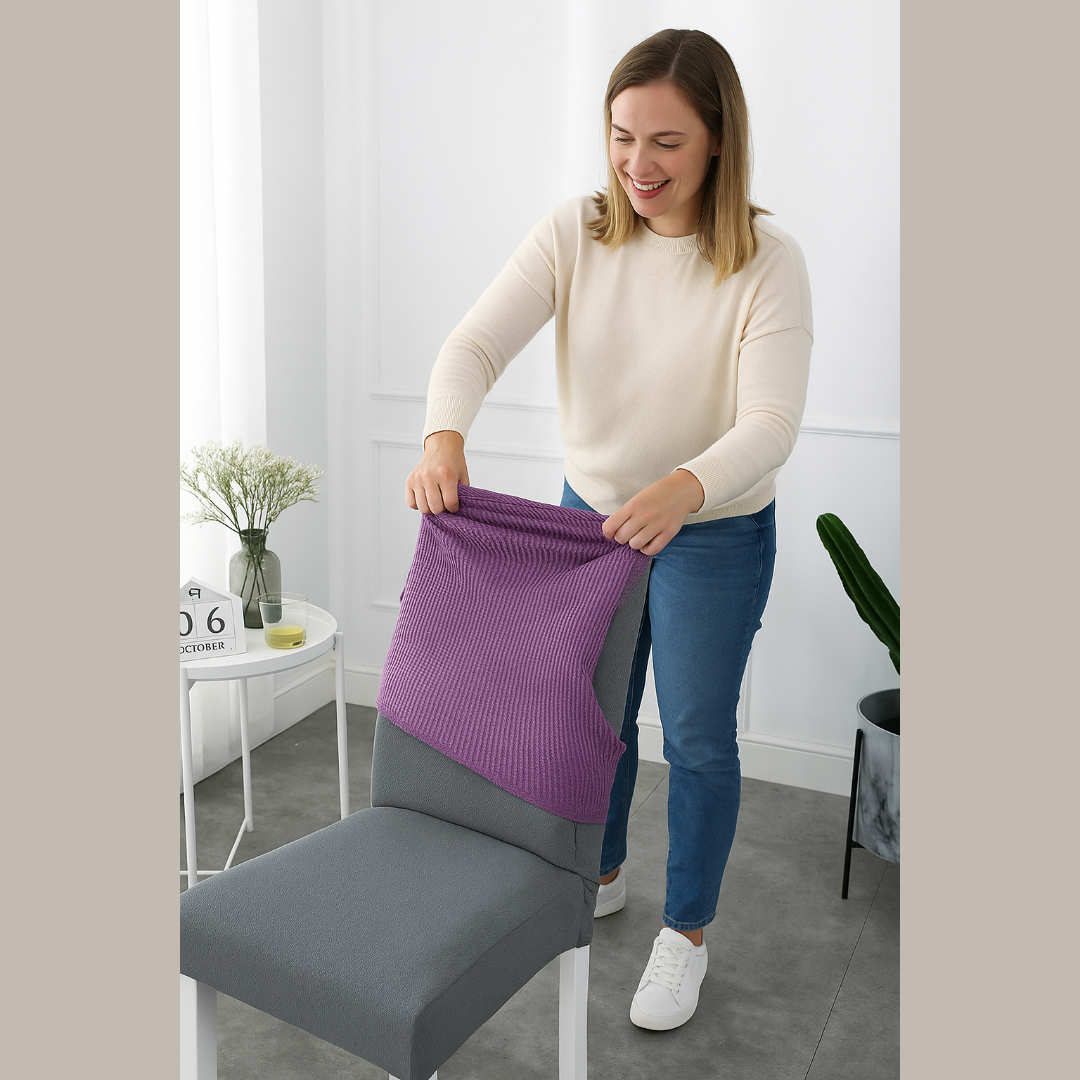 Stretchy Chair Covers Set – Fresh Look Protection for Dining Seats | 4-Pack | Thomler