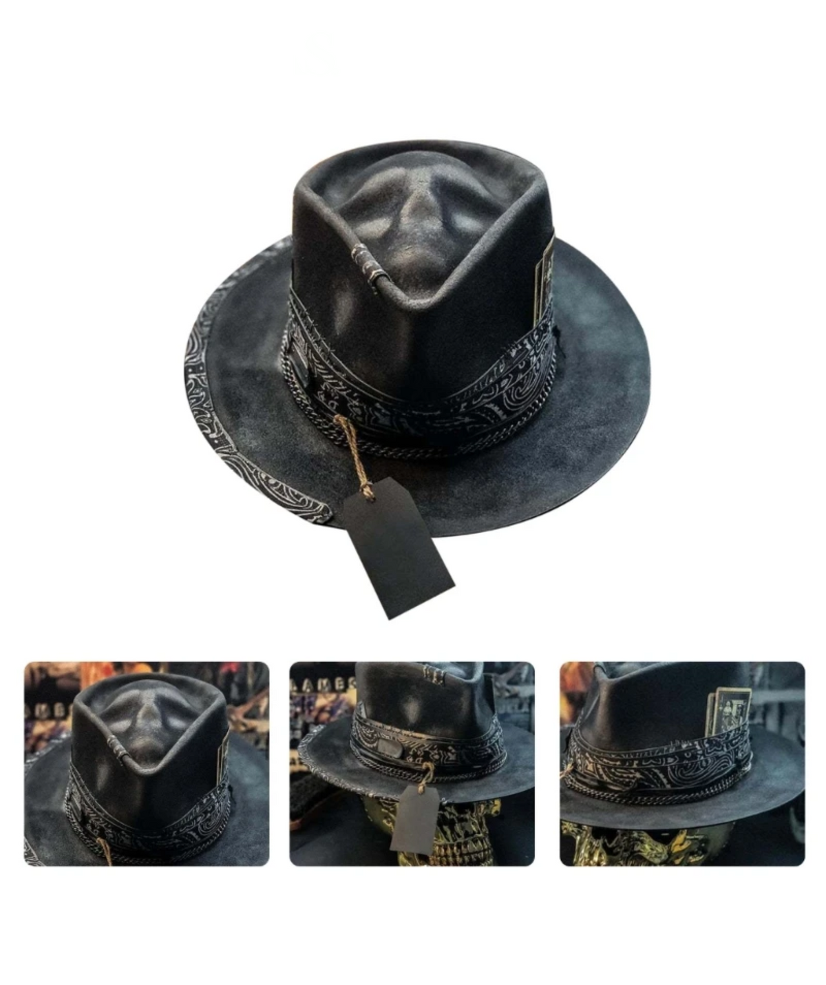 Artisan Felt Fedora with Gothic Skull Print – Bold Festival & Street Style Hat | Thomler