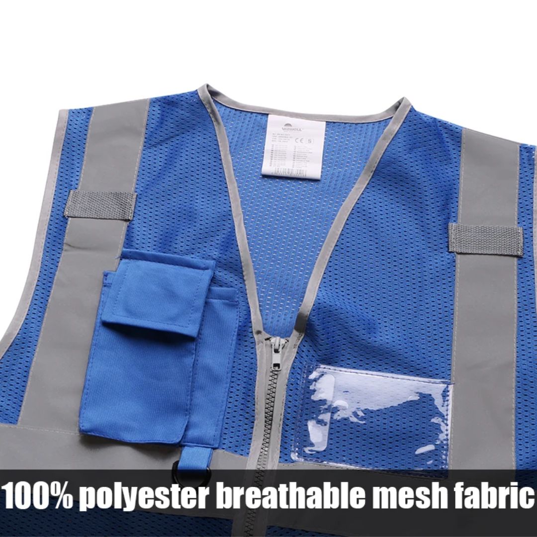 High-Visibility Safety Vest with Reflective Strips for Construction Workers & Road Crew – Breathable Workwear for Day & Night | Thomler