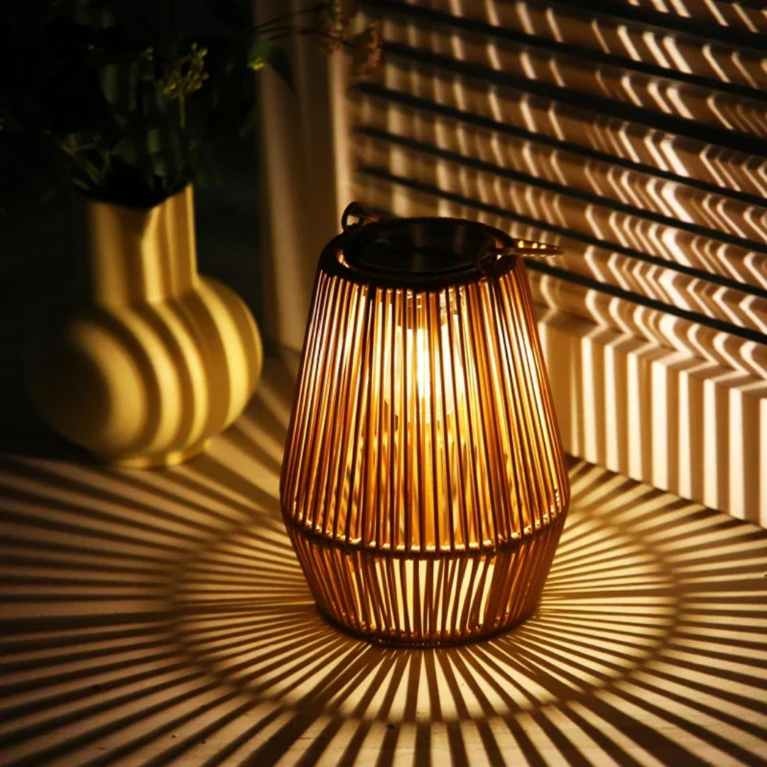 Woven Solar Garden Lantern Outdoor Waterproof LED Light for Patio Yard Pathway Decor Rattan Style | Thomler