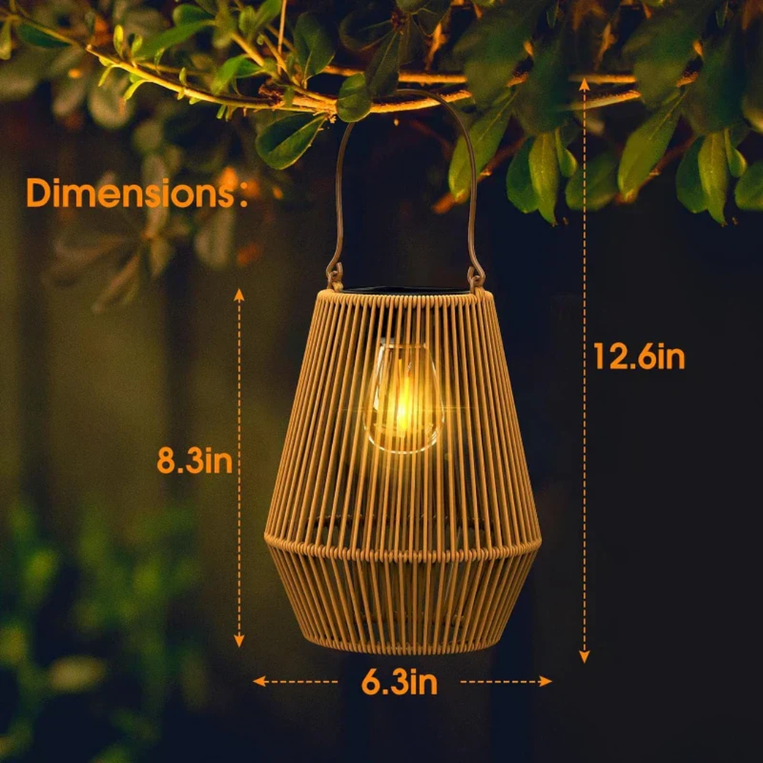 Woven Solar Garden Lantern Outdoor Waterproof LED Light for Patio Yard Pathway Decor Rattan Style | Thomler