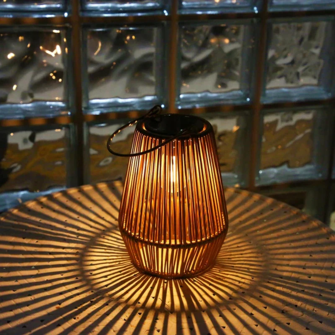Woven Solar Garden Lantern Outdoor Waterproof LED Light for Patio Yard Pathway Decor Rattan Style | Thomler