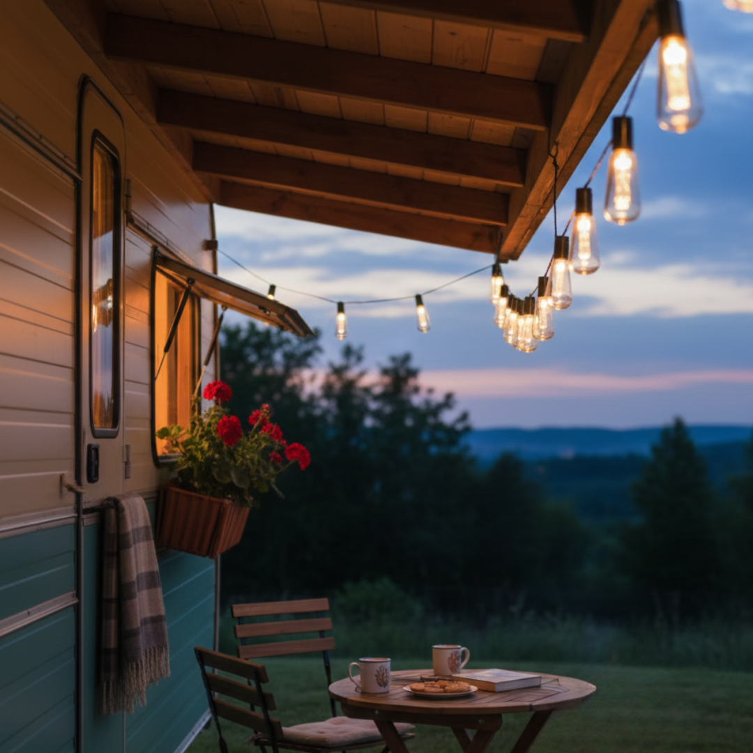 Solar-Powered Outdoor String Lights with Edison Bulbs for Camping, Patio & Garden – 33 ft Waterproof LED Decor | Thomler
