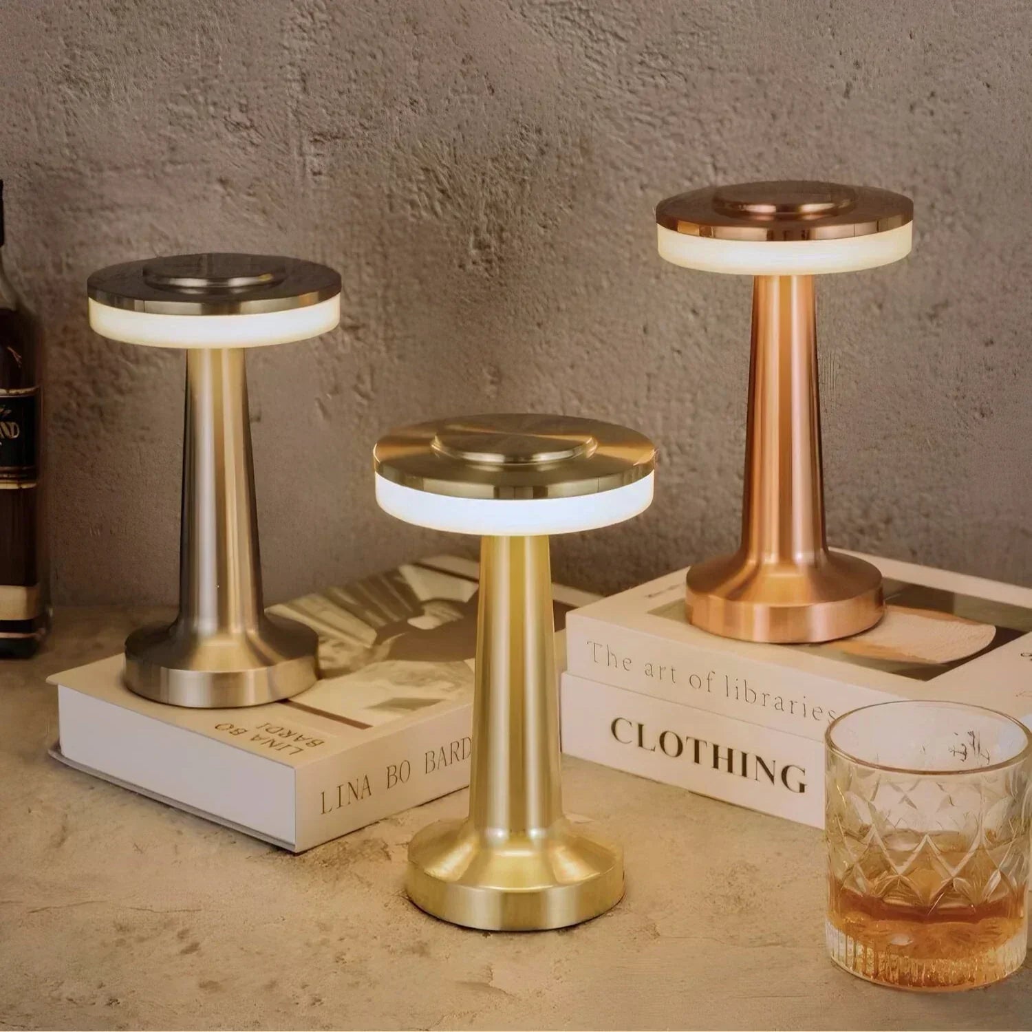 Table Lamp Metal 21.0 cm USB Rechargeable Dimmable Bedroom Restaurant Wireless LED Mood Lighting | Thomler