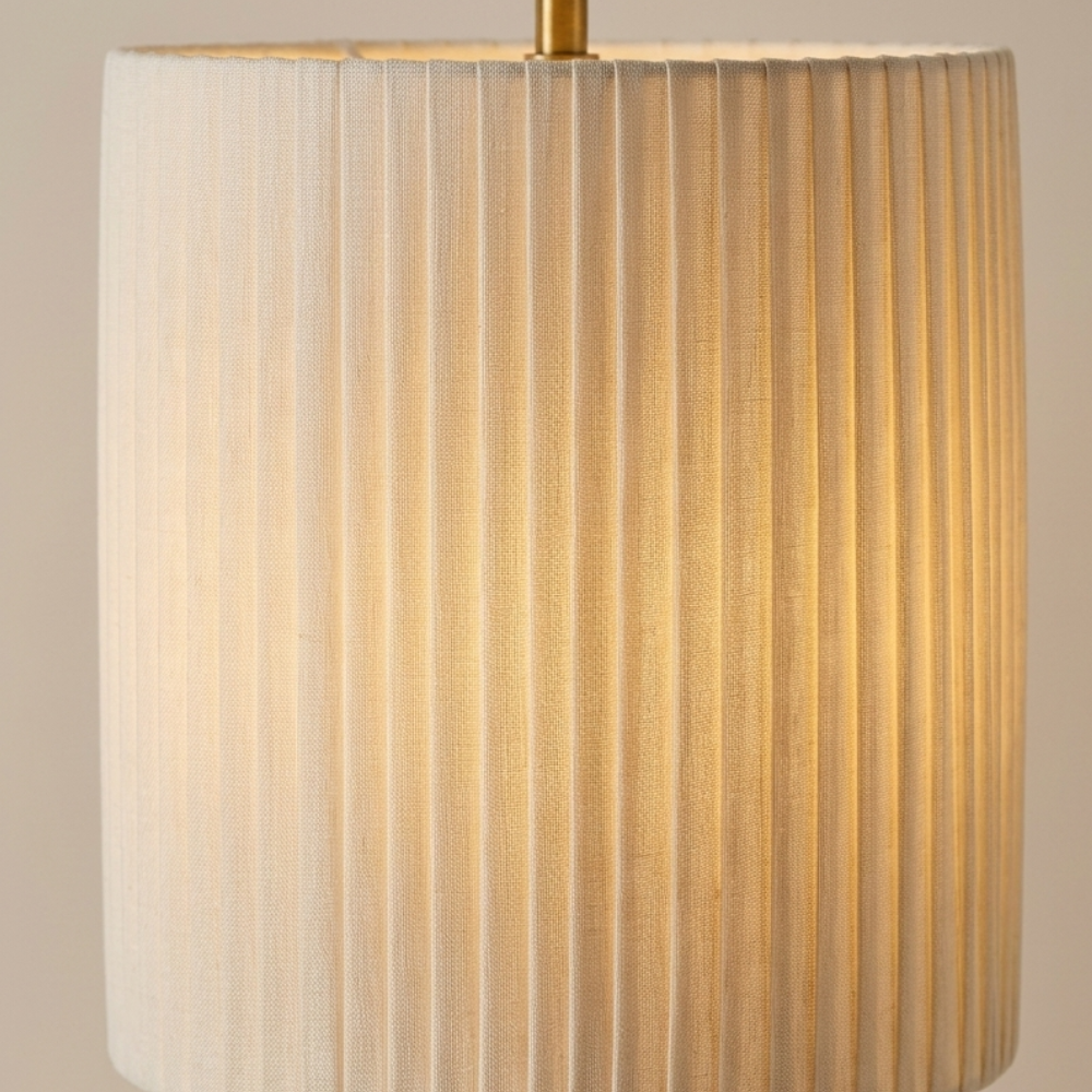 Upright Fabric Shade Reading Lamp with Wood & Metal Base for Living Rooms | Thomler