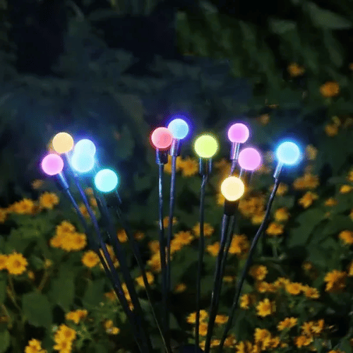 Motion Solar Stake Light with Flexible LED Strands for Garden & Lawn Pathway Lighting | Thomler