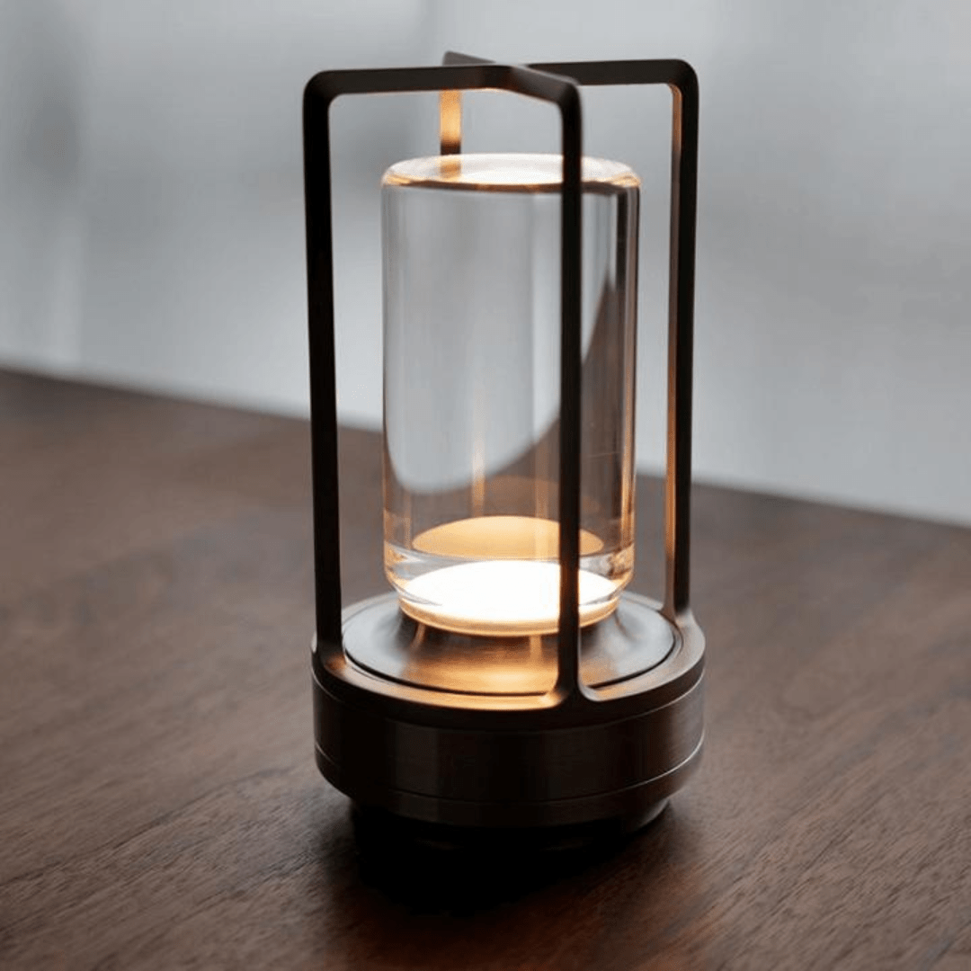 Rechargeable Crystal LED Lantern with Touch Dimmer & USB Port – Gold Silver Black Cordless Accent Lamp for Bedroom Nightstand Dining Table | Thomler