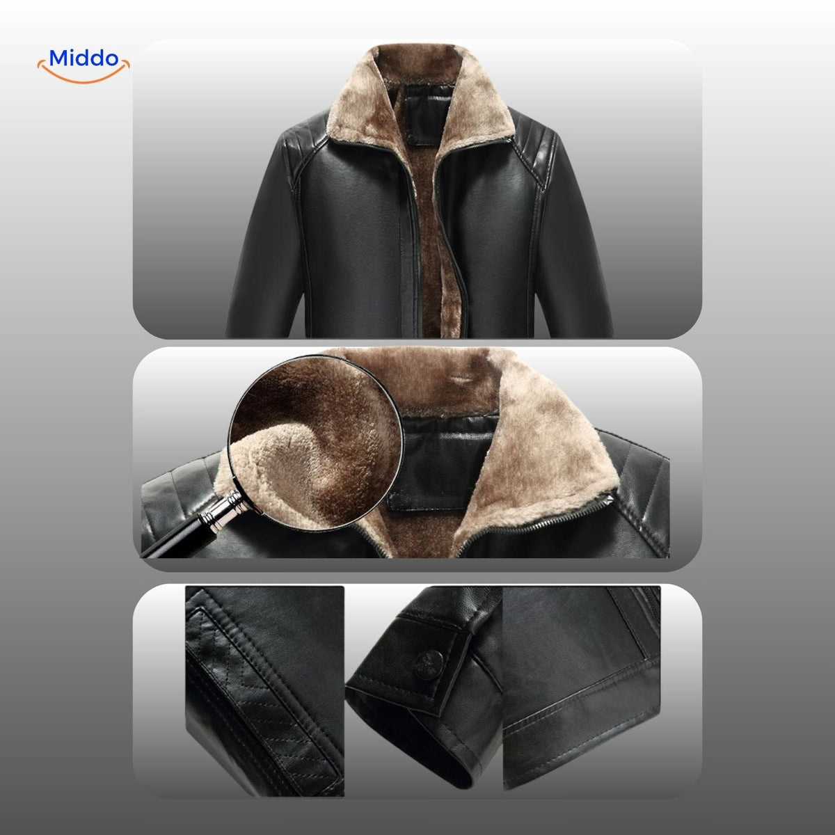 Faux-Leather Bomber with Sherpa Lining – Men's Winter Coat for Cold Weather | Thomler