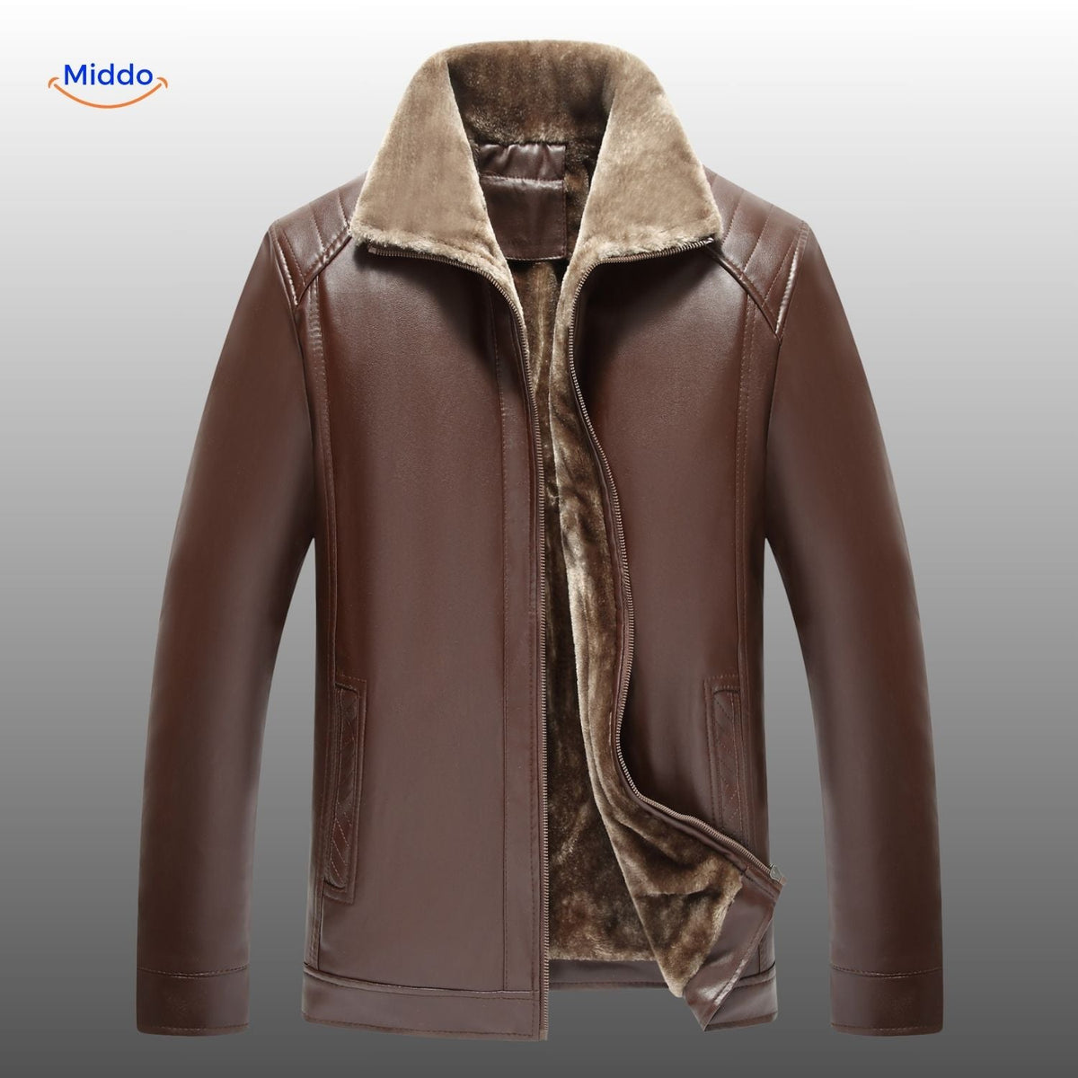 Faux-Leather Bomber with Sherpa Lining – Men's Winter Coat for Cold Weather | Thomler