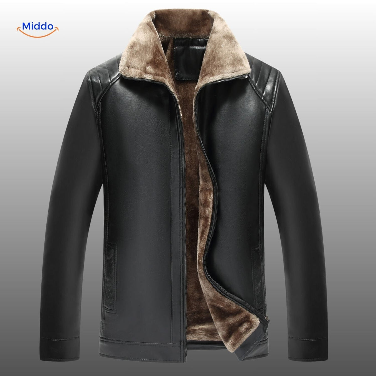 Faux-Leather Bomber with Sherpa Lining – Men's Winter Coat for Cold Weather | Thomler