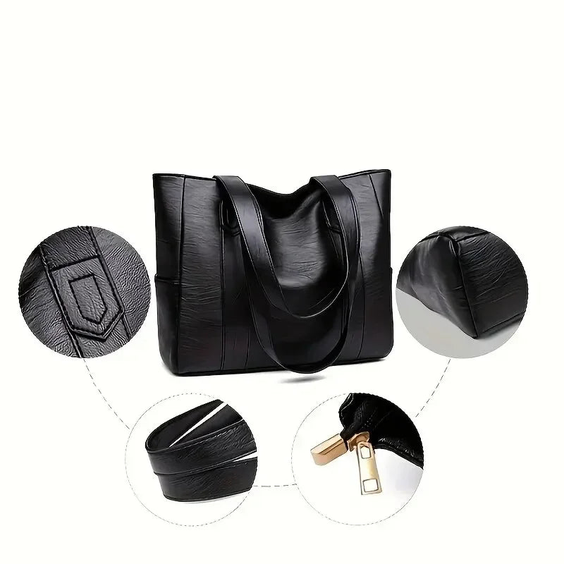 Classic PU Leather Handbag with Zip Closure & Multiple Pockets for Women – Daily Carryall with Comfortable Straps | Thomler