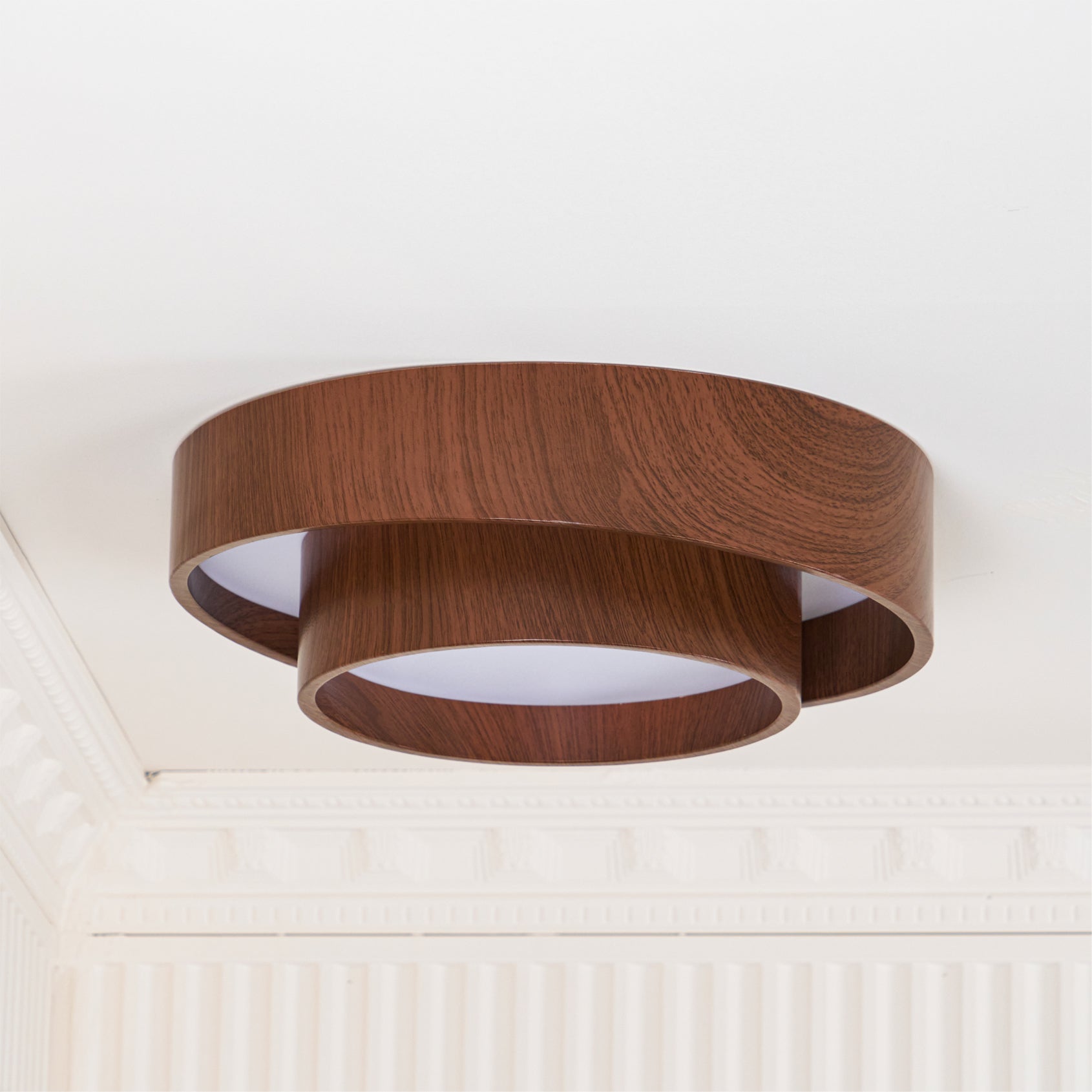 Ceiling Lamp Metal Integrated LED 15.7 in Walnut Indoor Ambient Lighting Modern Fixture | Thomler