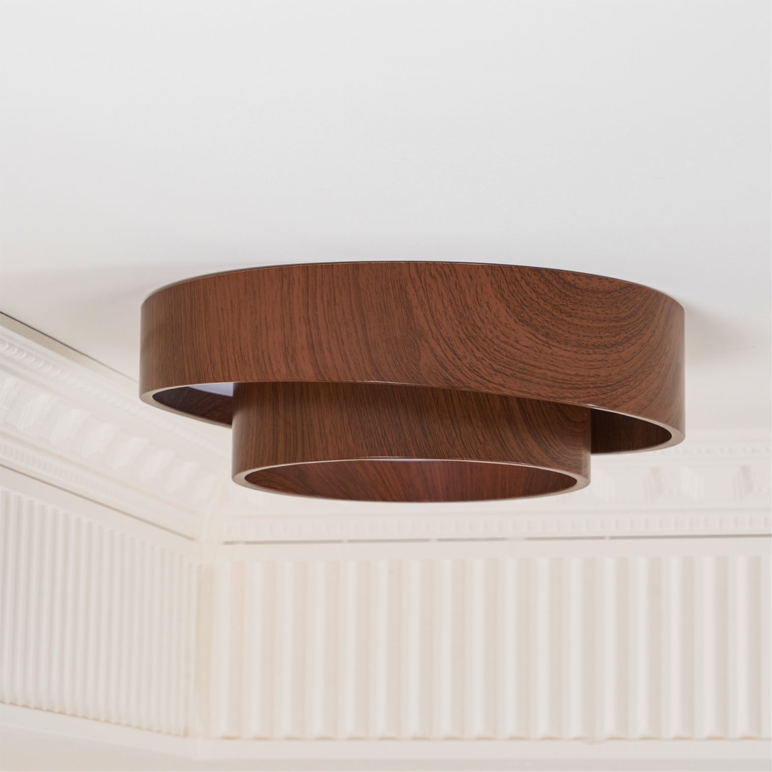 Ceiling Lamp Metal Integrated LED 15.7 in Walnut Indoor Ambient Lighting Modern Fixture | Thomler