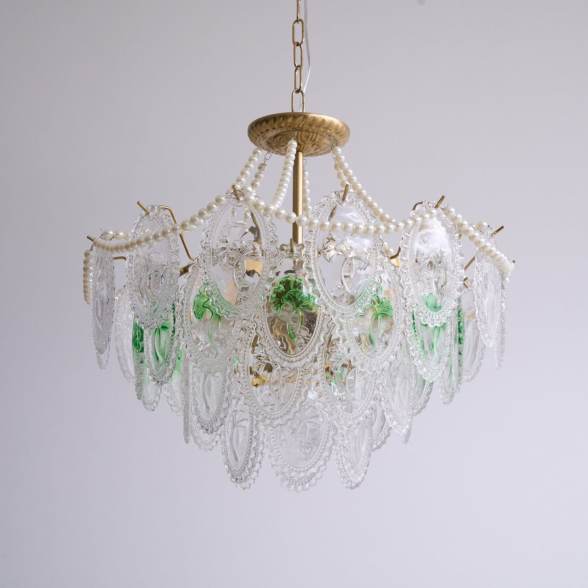 Tiered Glass Bead Chandelier with Polished Gold Hardware – Modern Pendant Ceiling Light | Thomler