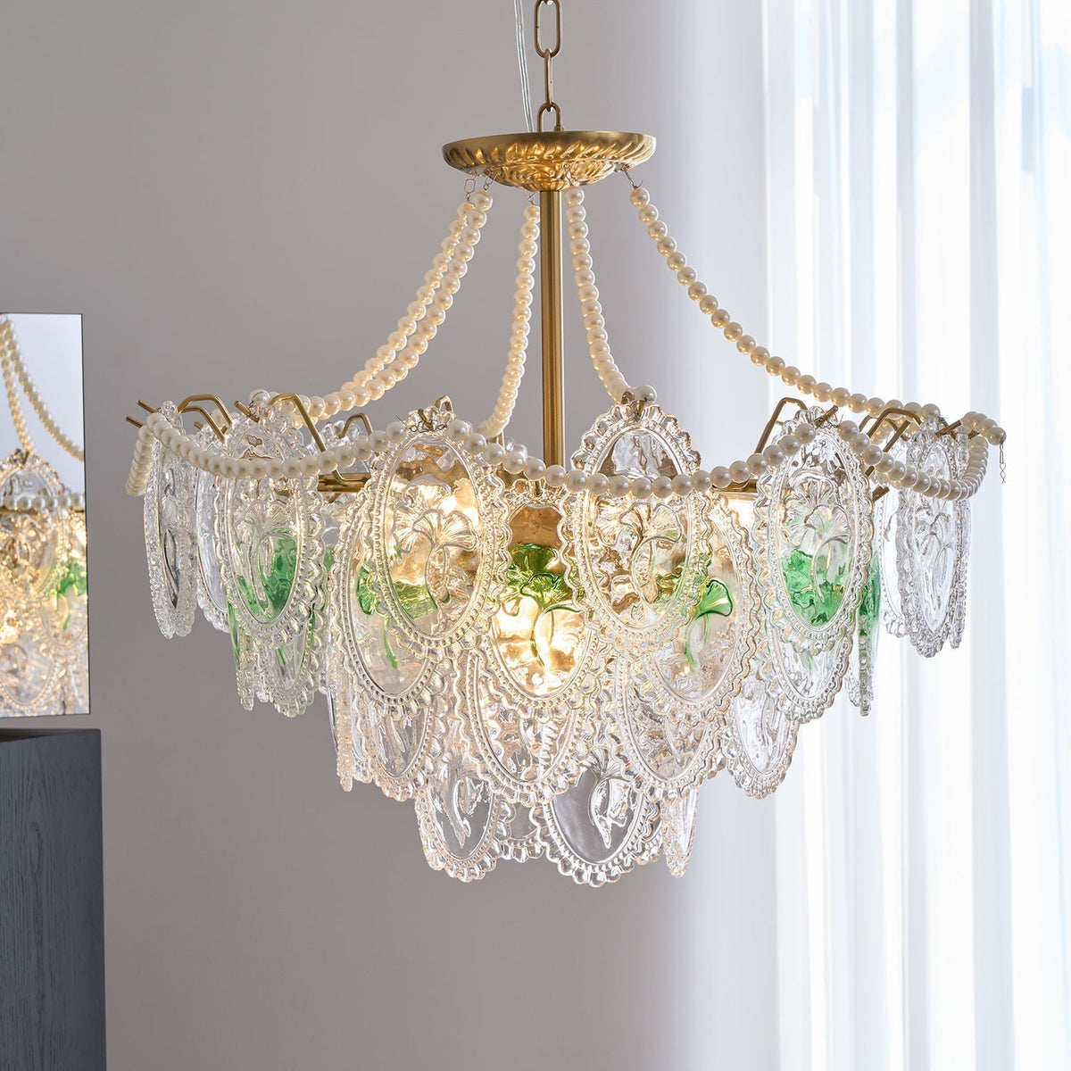 Tiered Glass Bead Chandelier with Polished Gold Hardware – Modern Pendant Ceiling Light | Thomler