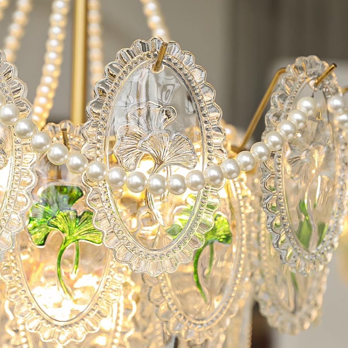 Tiered Glass Bead Chandelier with Polished Gold Hardware – Modern Pendant Ceiling Light | Thomler