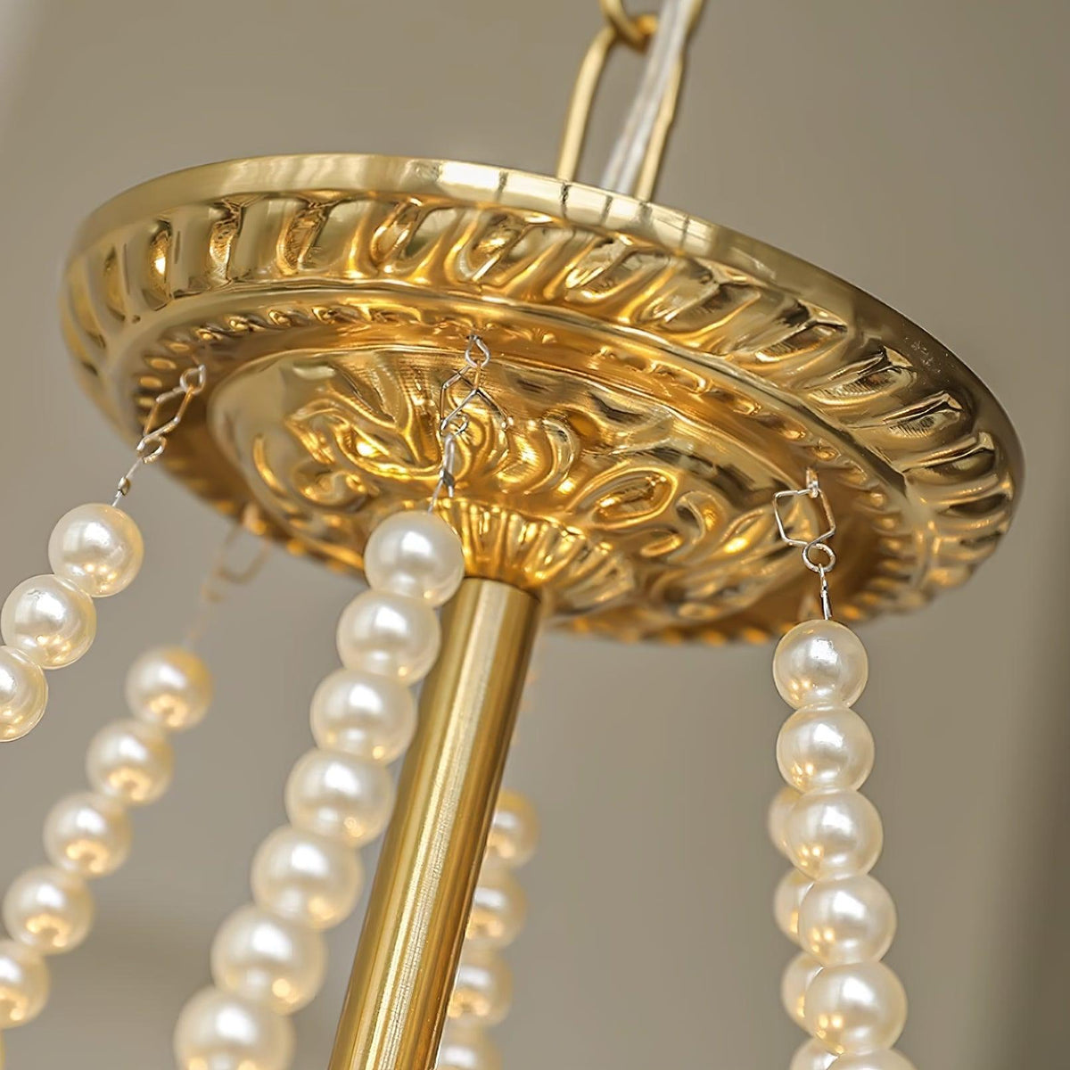 Tiered Glass Bead Chandelier with Polished Gold Hardware – Modern Pendant Ceiling Light | Thomler