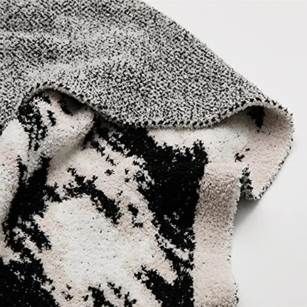 Chunky Textured Knit Blanket – Two-Tone Woven Accent Throw for Couch & Bed – Machine Washable Cotton-Poly Blend – Scandinavian Style Home | Thomler