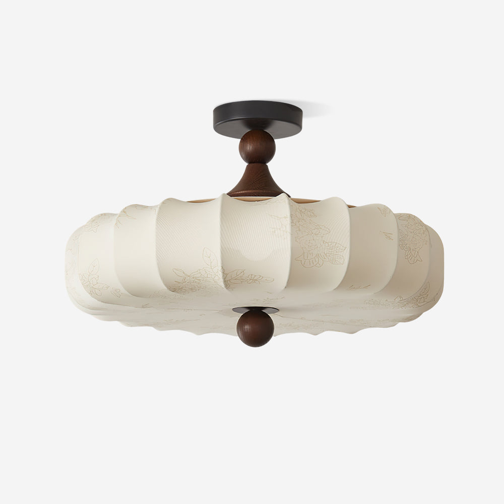 Ceiling Lamp Wood 17.7 in x 11.8 in Black Walnut Indoor Dining Living Room LED Fixture Modern Ambient Lighting | Thomler