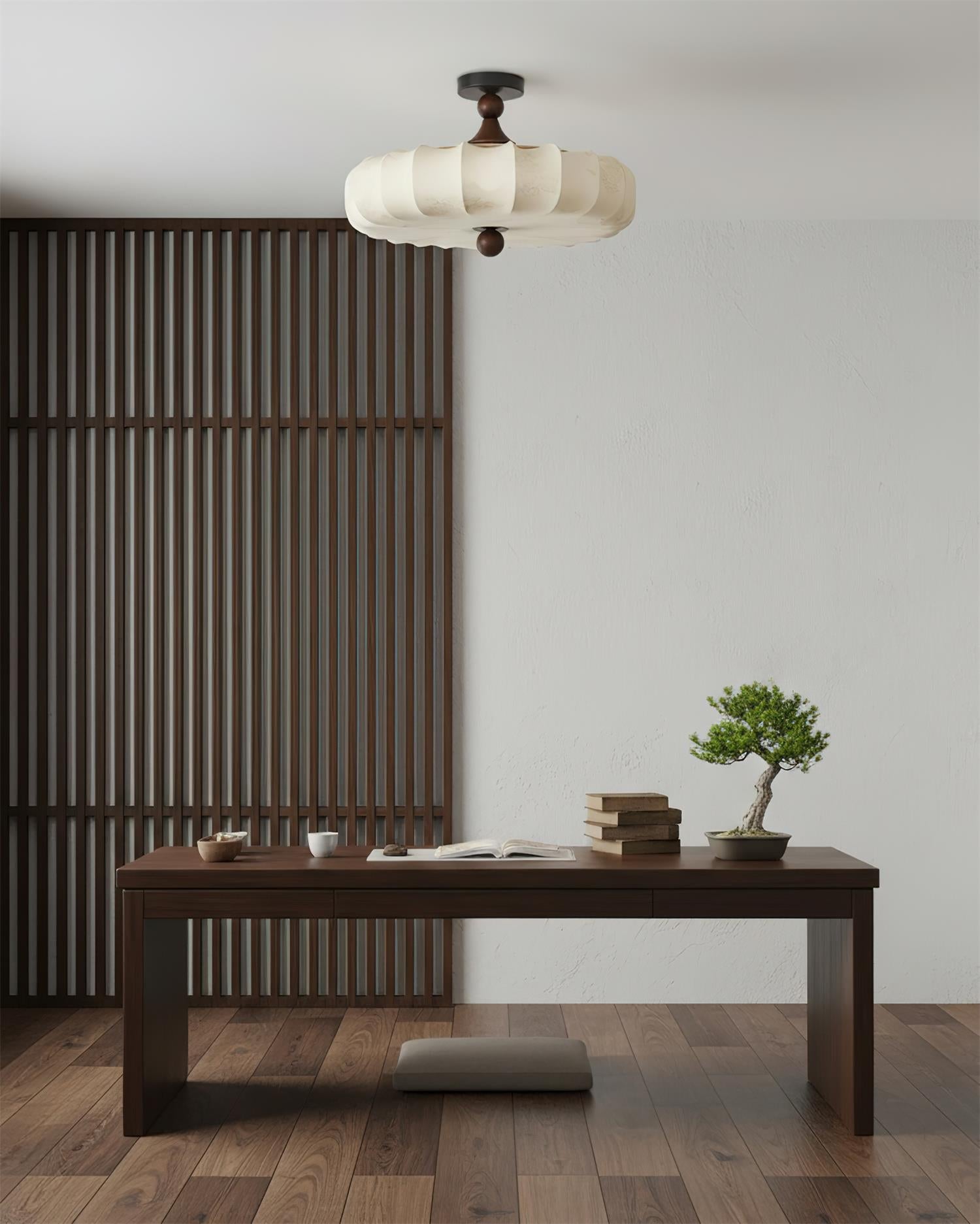 Ceiling Lamp Wood 17.7 in x 11.8 in Black Walnut Indoor Dining Living Room LED Fixture Modern Ambient Lighting | Thomler