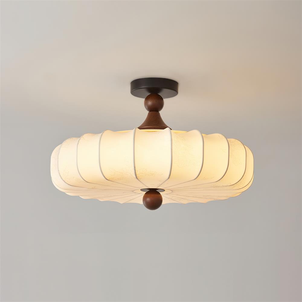Ceiling Lamp Wood 17.7 in x 11.8 in Black Walnut Indoor Dining Living Room LED Fixture Modern Ambient Lighting | Thomler