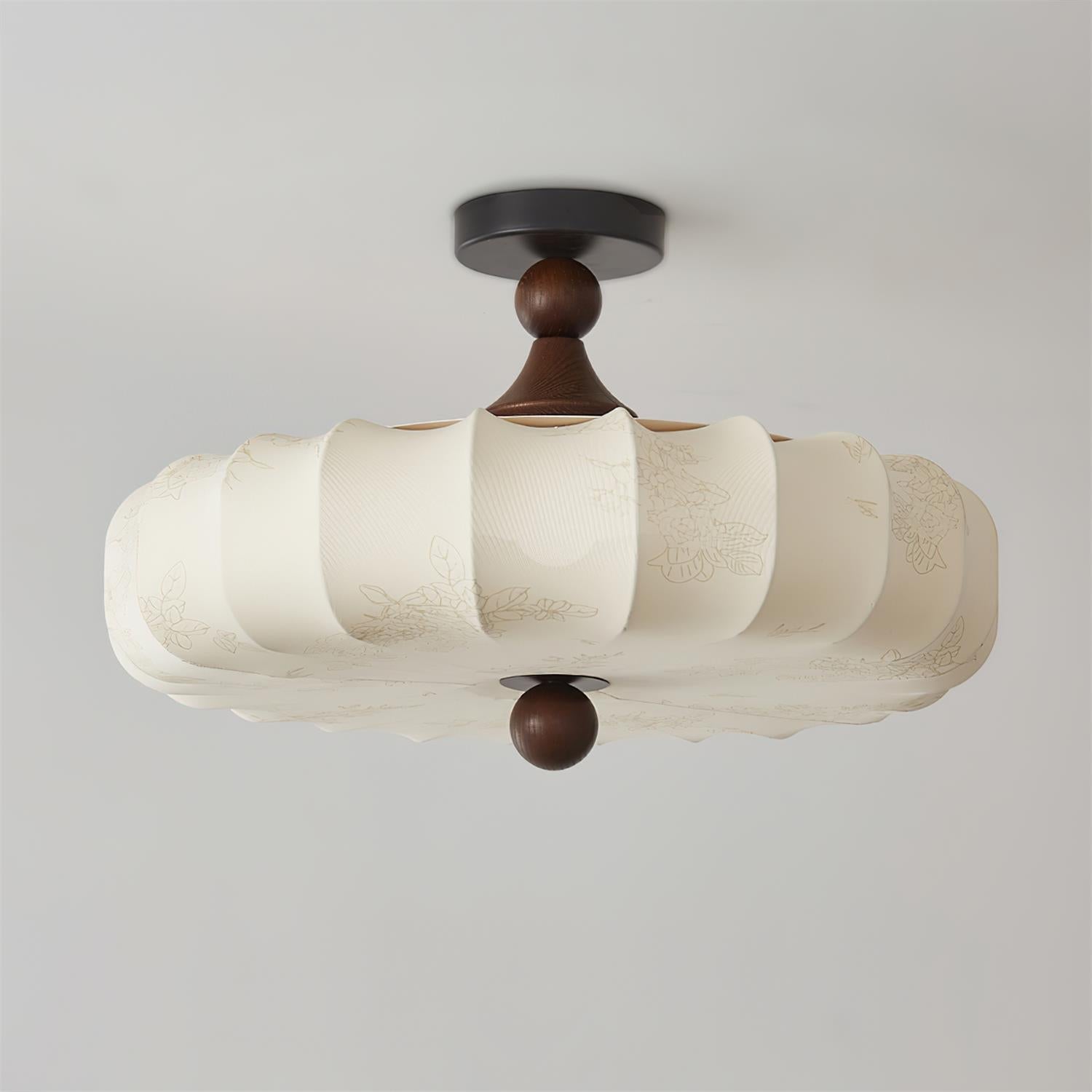 Ceiling Lamp Wood 17.7 in x 11.8 in Black Walnut Indoor Dining Living Room LED Fixture Modern Ambient Lighting | Thomler