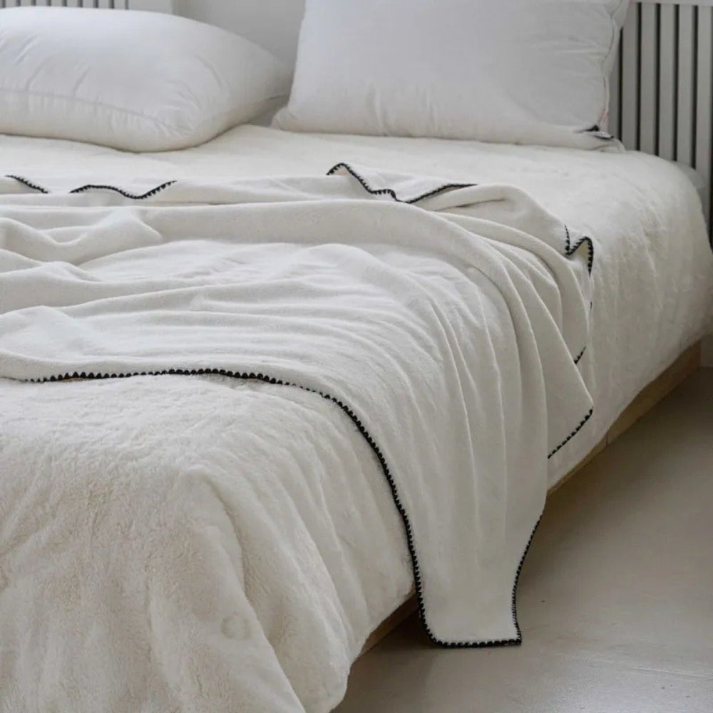 Chunky Textured Microfiber Throw Blanket for Cold Weather – Cozy Bedding & Couch Cover in 4 Neutral Tones | Thomler