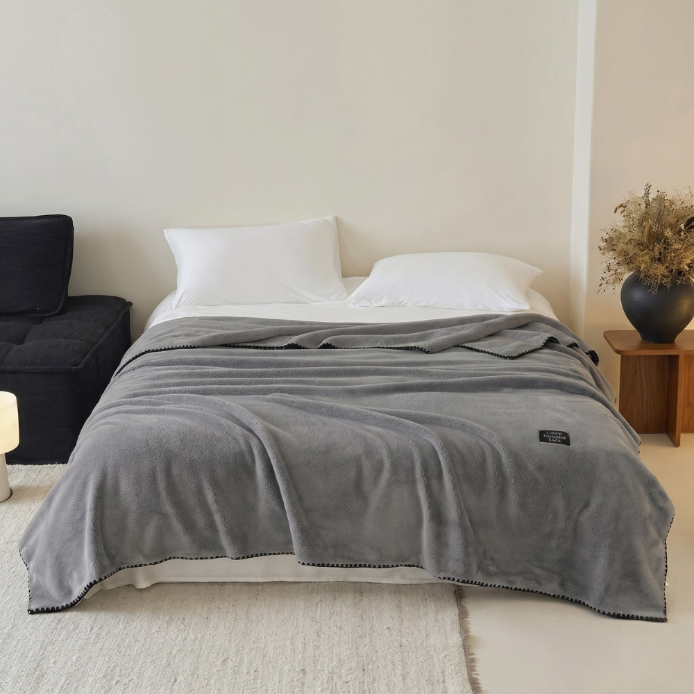 Chunky Textured Microfiber Throw Blanket for Cold Weather – Cozy Bedding & Couch Cover in 4 Neutral Tones | Thomler