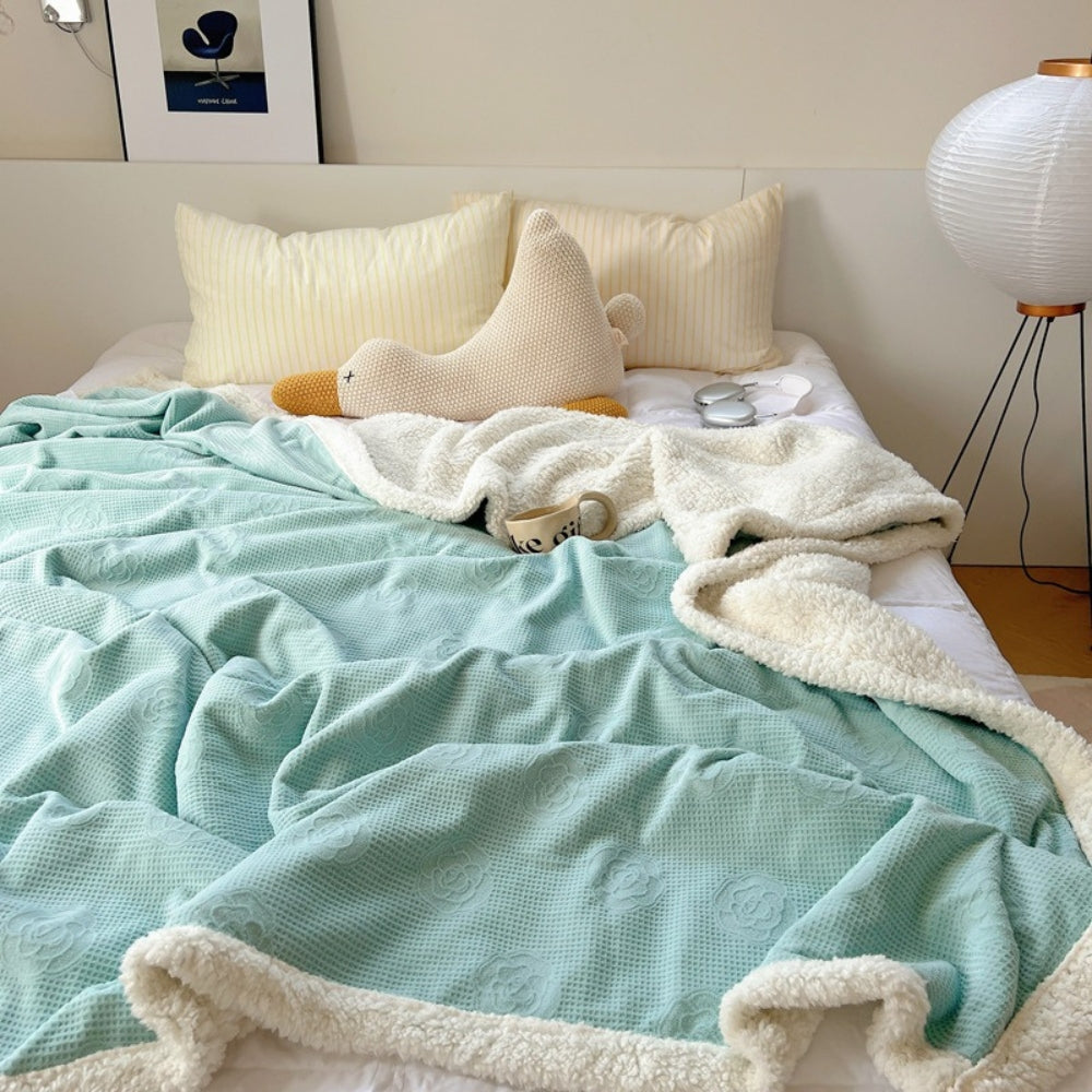 Double-Sided Sherpa Throw Blanket with Textured Floral Design – Ultra-Soft Microfiber Fleece for Sofa, Bed & Cozy Layering | Thomler