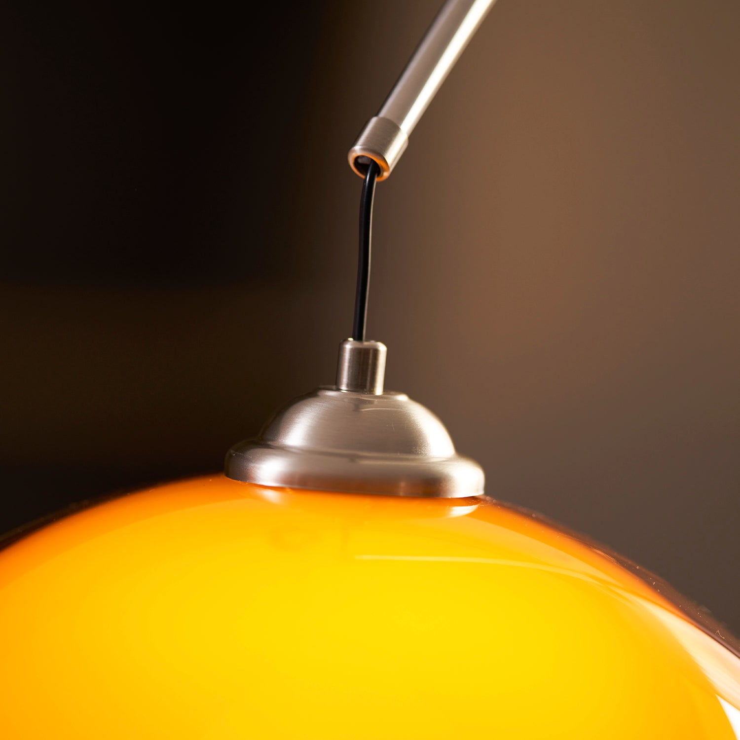 Floor Lamp Metal Arched 65 in Amber Dome Living Room Reading Modern Mid Century Lighting Adjustable Height | Thomler
