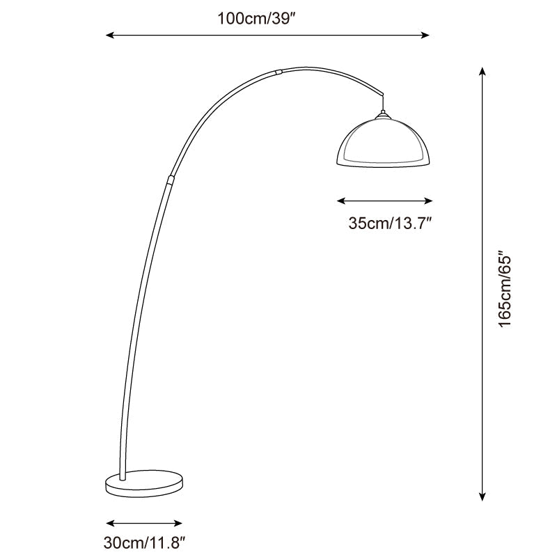 Floor Lamp Metal Arched 65 in Amber Dome Living Room Reading Modern Mid Century Lighting Adjustable Height | Thomler