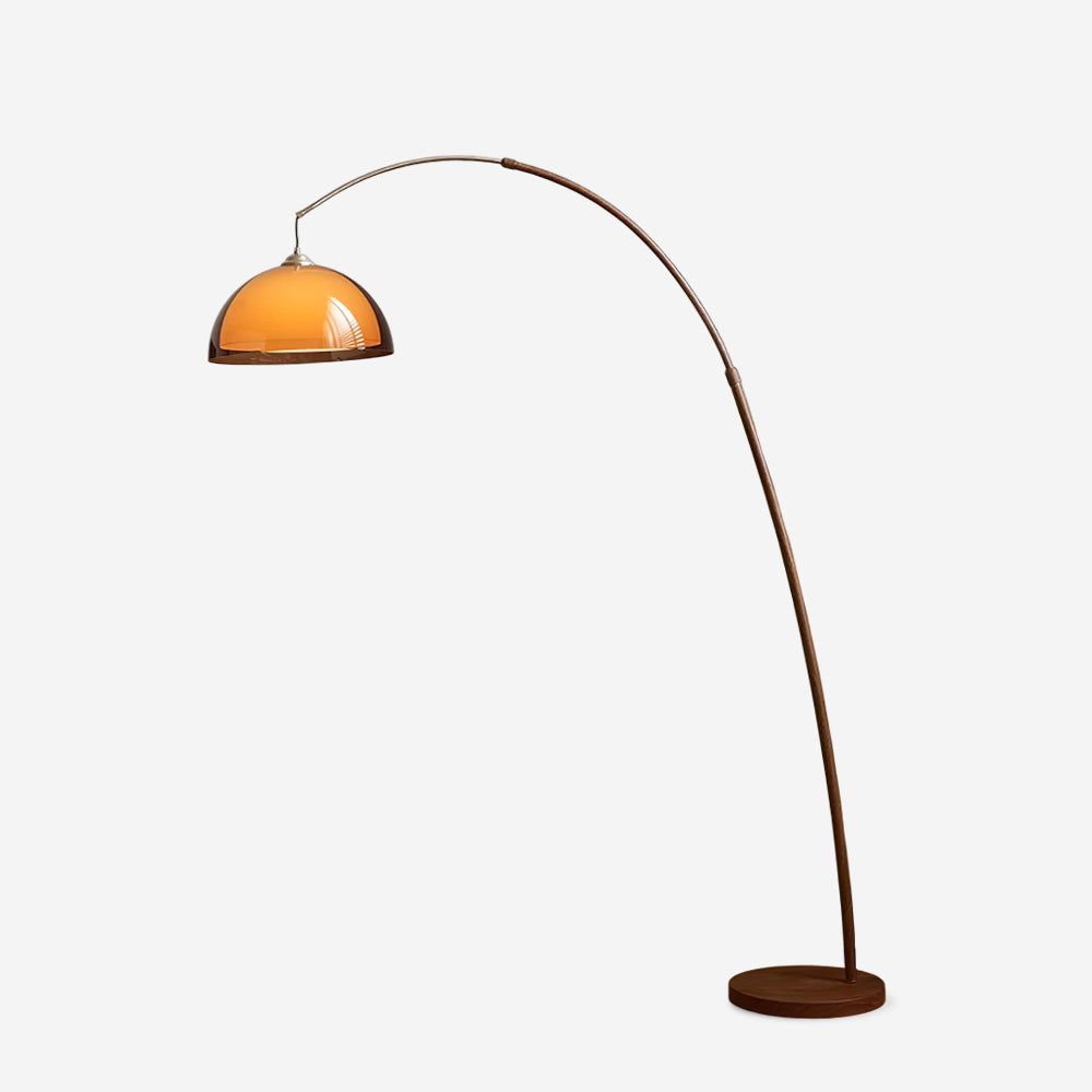 Floor Lamp Metal Arched 65 in Amber Dome Living Room Reading Modern Mid Century Lighting Adjustable Height | Thomler