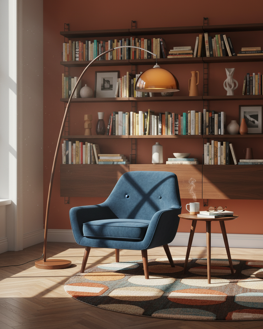 Floor Lamp Metal Arched 65 in Amber Dome Living Room Reading Modern Mid Century Lighting Adjustable Height | Thomler