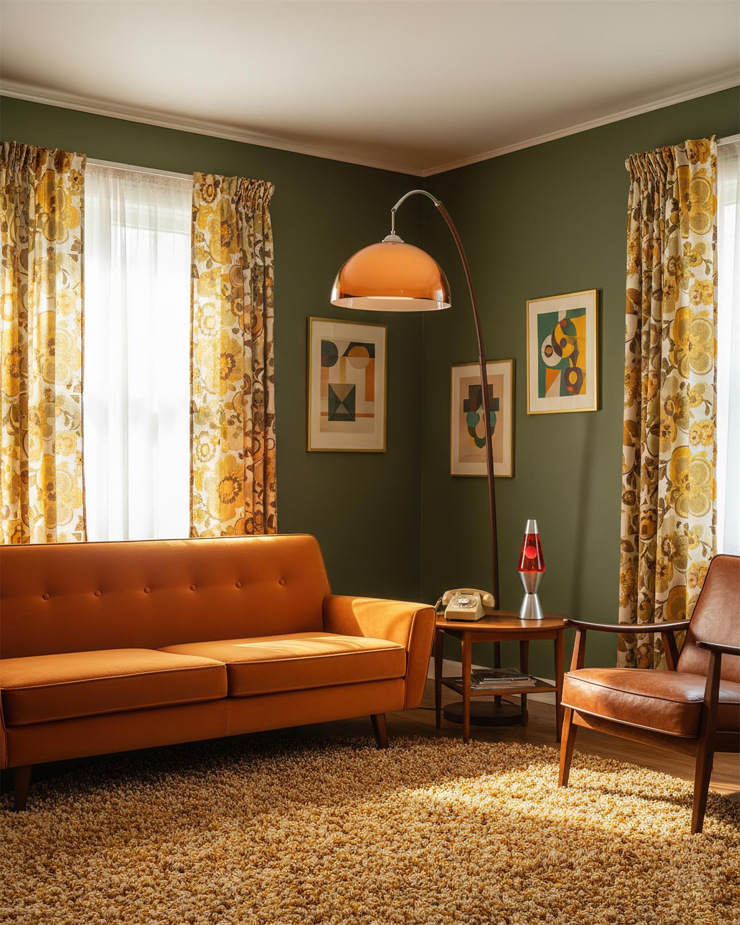 Floor Lamp Metal Arched 65 in Amber Dome Living Room Reading Modern Mid Century Lighting Adjustable Height | Thomler