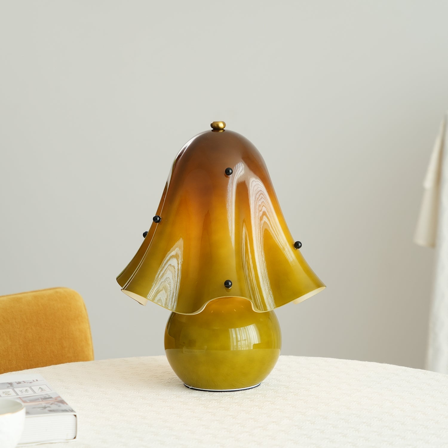 Table Lamp Hand-Blown Glass 12.6 in Indoor Living Room Decorative Accent Light | Thomler