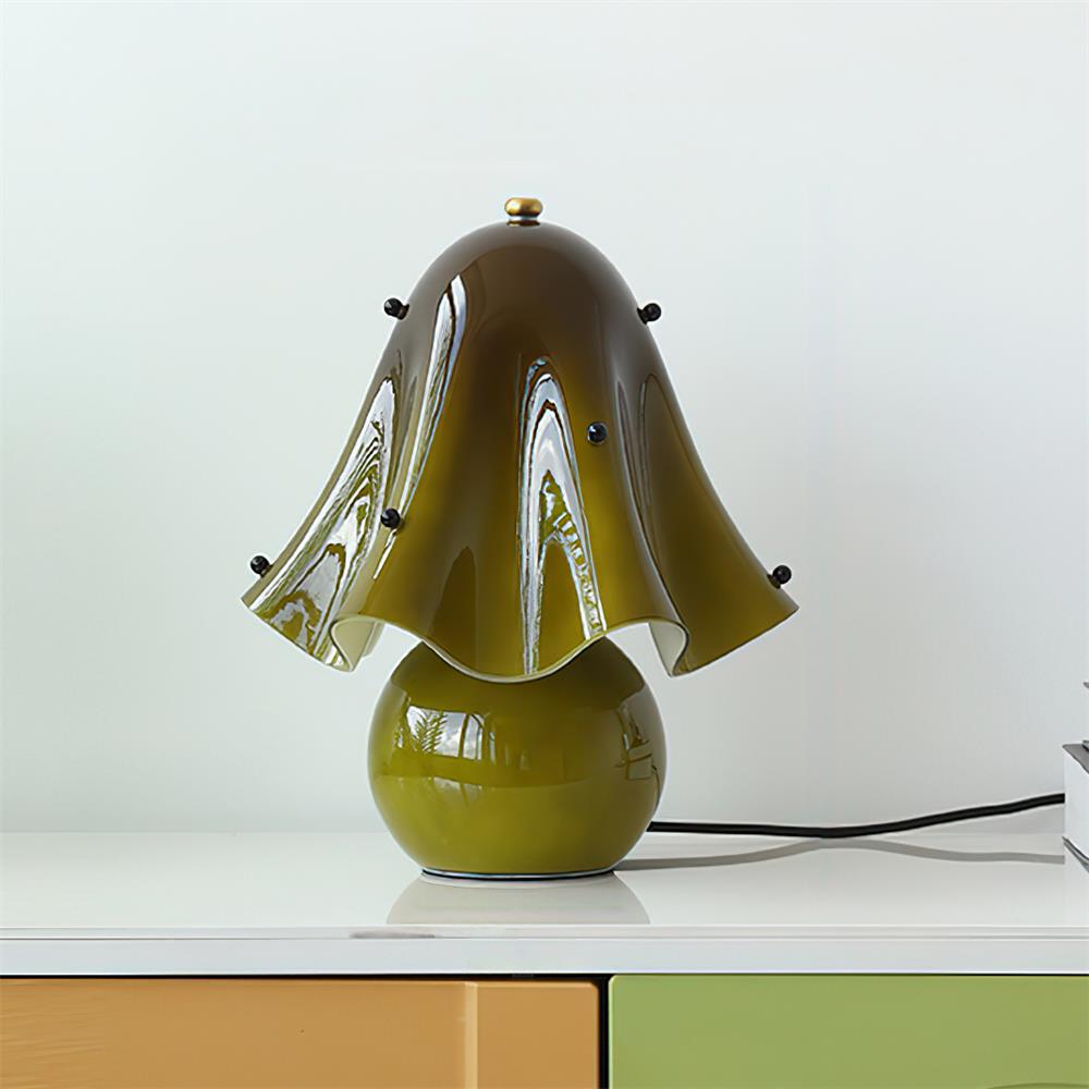 Table Lamp Hand-Blown Glass 12.6 in Indoor Living Room Decorative Accent Light | Thomler