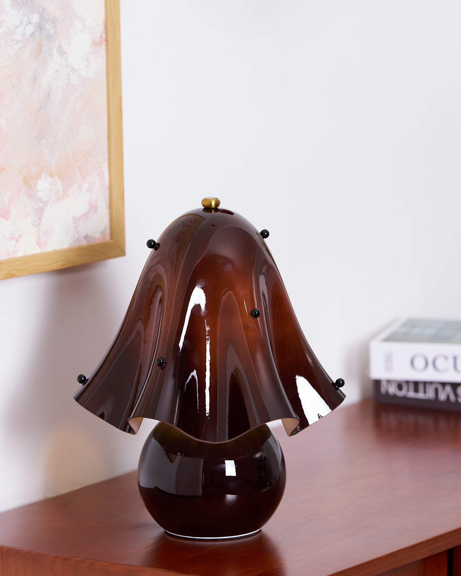 Table Lamp Hand-Blown Glass 12.6 in Indoor Living Room Decorative Accent Light | Thomler