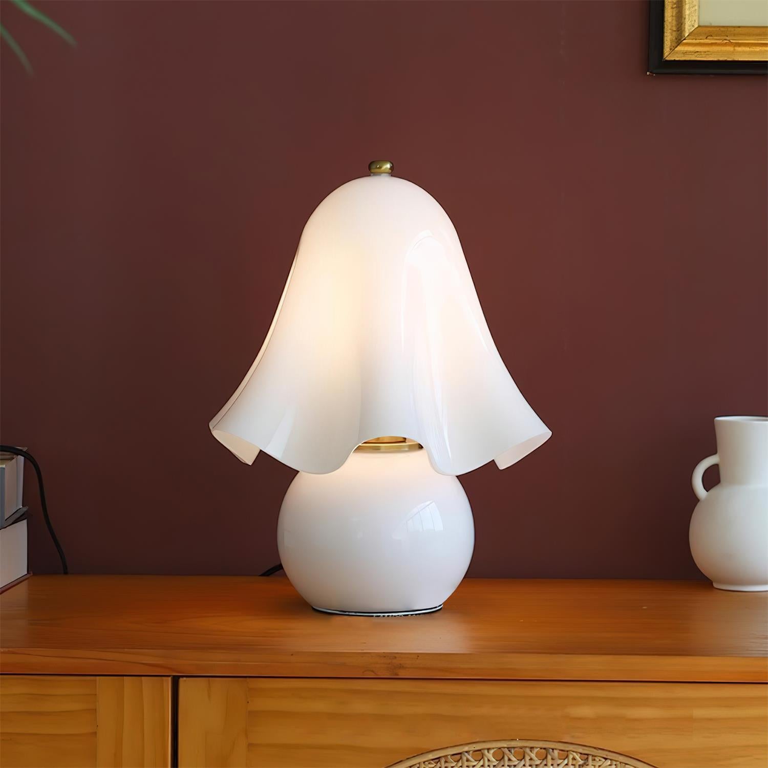 Table Lamp Hand-Blown Glass 12.6 in Indoor Living Room Decorative Accent Light | Thomler