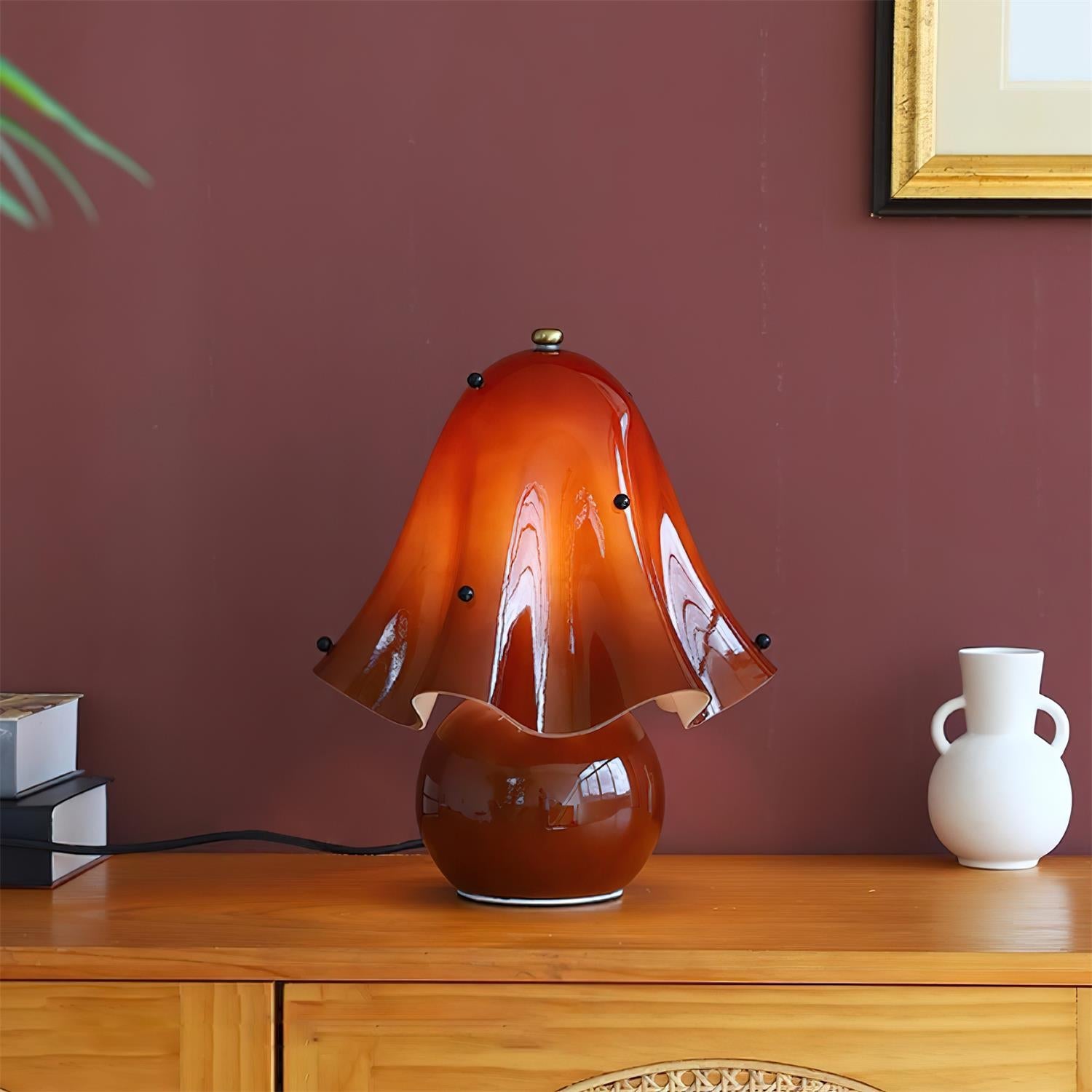 Table Lamp Hand-Blown Glass 12.6 in Indoor Living Room Decorative Accent Light | Thomler